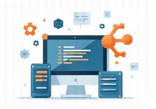 Illustration of web development coding icon